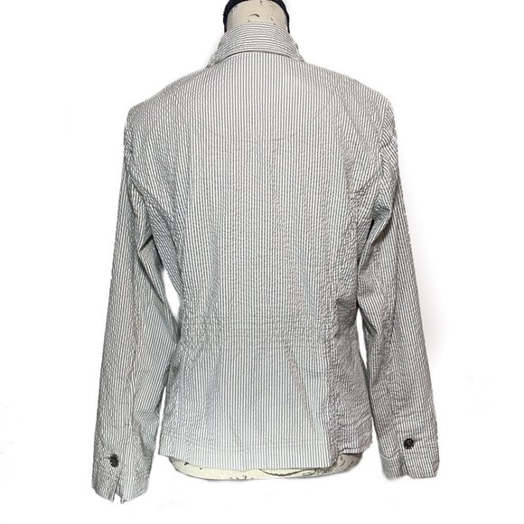 Charter Club 100% Cotton Lightweight pinstripe Blazer/Jacket Size Medium Gray - Picture 2 of 10